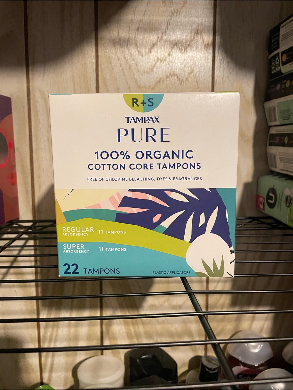 Tampax PURE 100% Organic Cotton Core Tampons - White/Blue